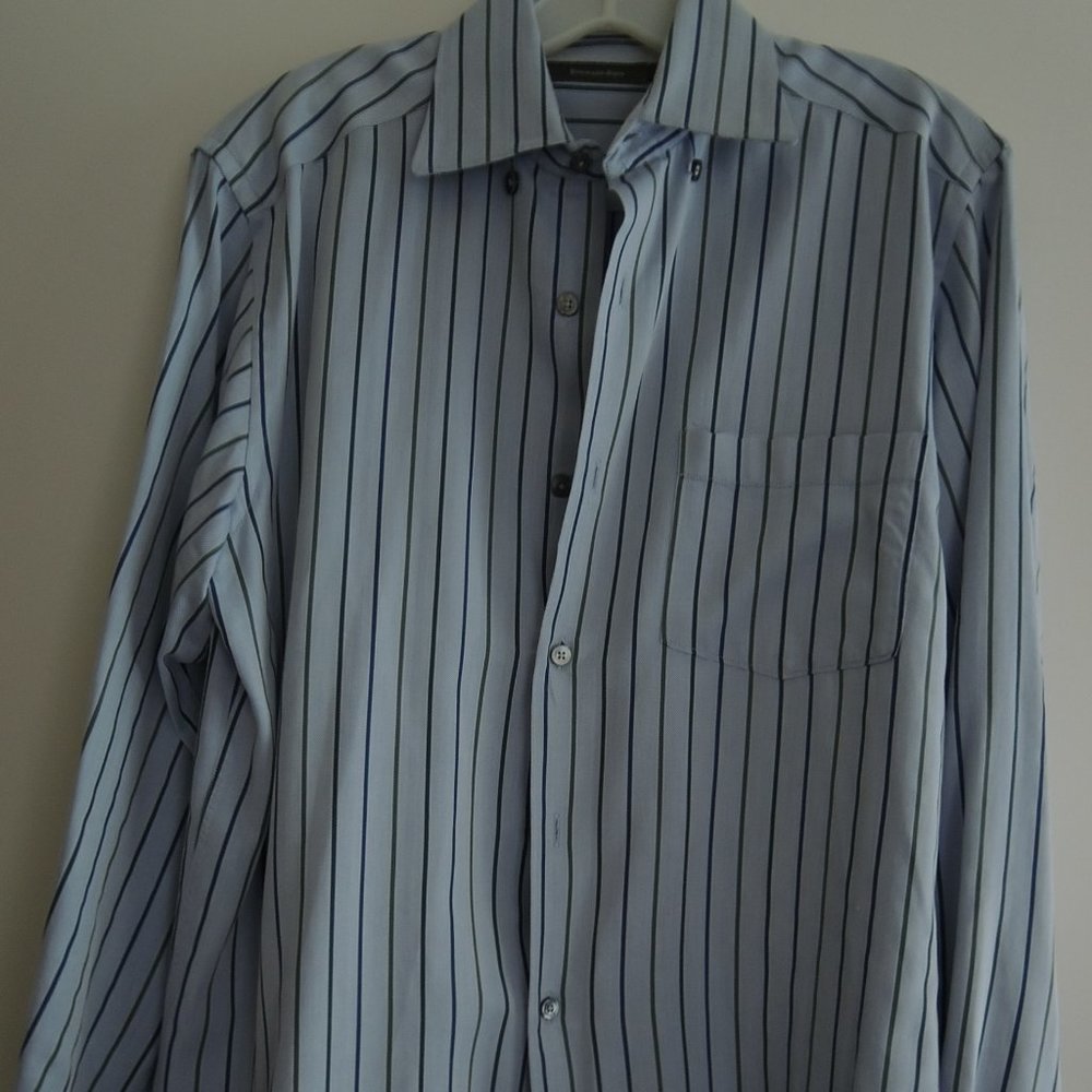 Mens Shirt Size S Ermenegildo Zegna Striped Oxford L/S Dress Shirt $395 Value